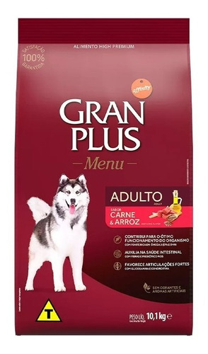 Ração Cães Médios E Grandes Carne Arroz Menu 10,1kg Granplus