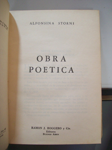 Adp Obra Poetica Alfonsina Storni / Ed. Ramon Roggero 1948