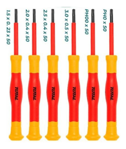 Destornillador Dieléctrico 1000v Jgo 6pz De Precision Total