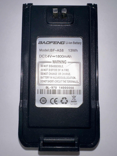 Bateria Para Radios Baofeng A58 Original, Modelo Bl970