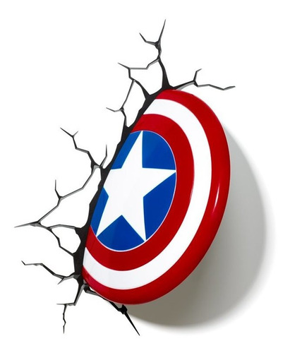 3d Capitan America Shield Luz Pared