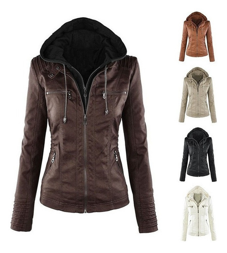 Chaqueta De Piel De Regalo Para Mujer, Top Corto, Motera