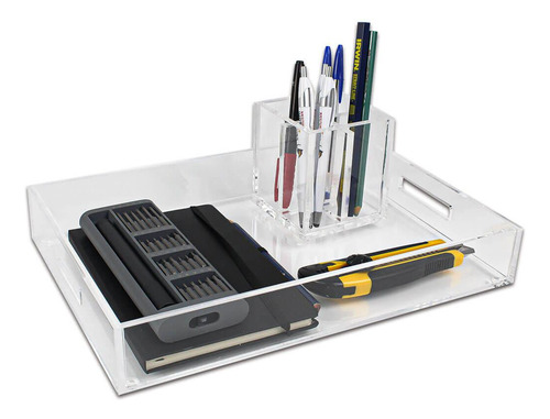 Bandeja Acrílico 35x25cm Premium 6mm De Espessura Com Alças