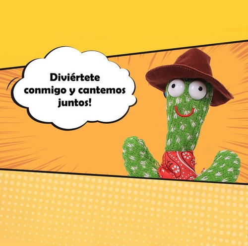 Imagen 2 de 3 de Cactus Bailarín Con Ropa Luz Led Canta Baila Repite Palabras