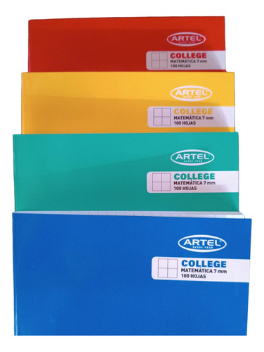 Pack De 4 Cuadernos College Matematicas 7mm 100 Hojas Artel 