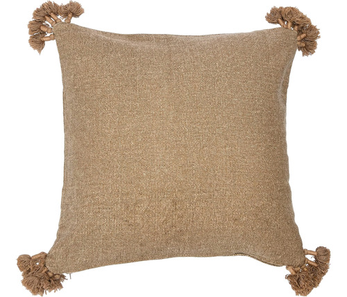 Funda De Almohada Decorativa Con Borlas De Lona Cuadradas De