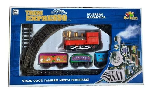 Brinquedo Trem Expresso Com 4 Vagões E Trilho Oval 78cmx26cm