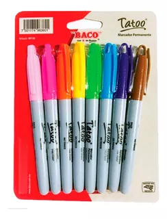 8 Plumones Permanentes Tipo Sharpie Marcador Colores Surtido