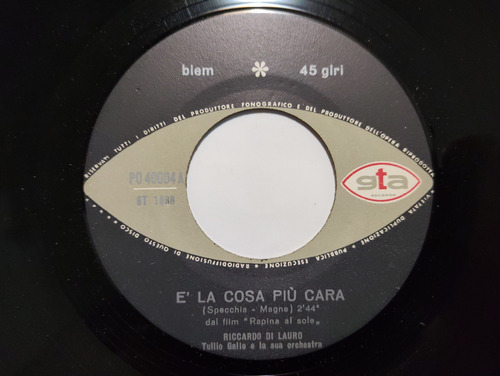 Vinilo Single De Riccardo Di Lauro - Verso La Vita( B20 (Usado)
