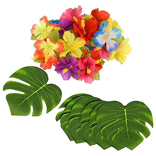 Paquete De Fiesta Luau De Flores De Hibisco Hawaiano De...