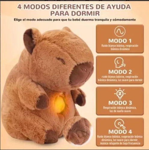 Peluche Respira Capibara De Apego Con Sonidos Para Dormir Marrón