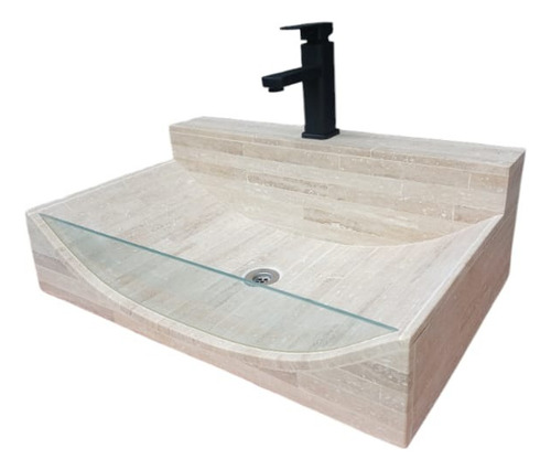 Bacha Baño Frente Vidrio Marmol Travertino Pygmalion Beige/marron Mate