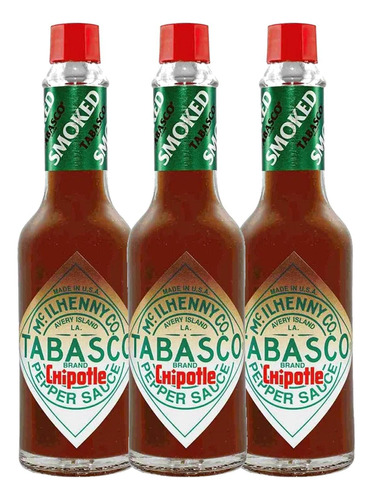 3x Molho Tabasco Chipotle Pepper Sauce 60ml