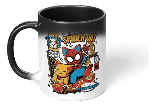 Taza Magica Cambia Color Spiderman Spidercat