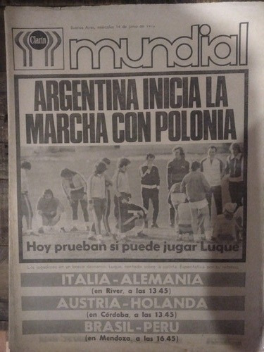 Diario Clarín Mundial Italia Austria Holanda Perú 14 6 1978