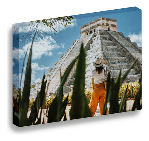 Cuadro Lienzo Canvas Turista Kukulkan Piramide Sala 80*120cm