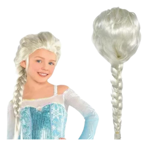 Peluca Elsa Disney + 10 Copos De Nieve + Corona T-art