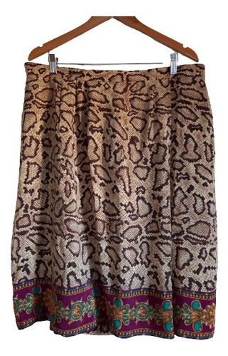 Falda Mujer Diseño Vintage  Animal Print Talla Xl 100% Seda