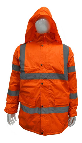 Campera Parka Impermeable Reflectiva - Naranja - M-xxxl