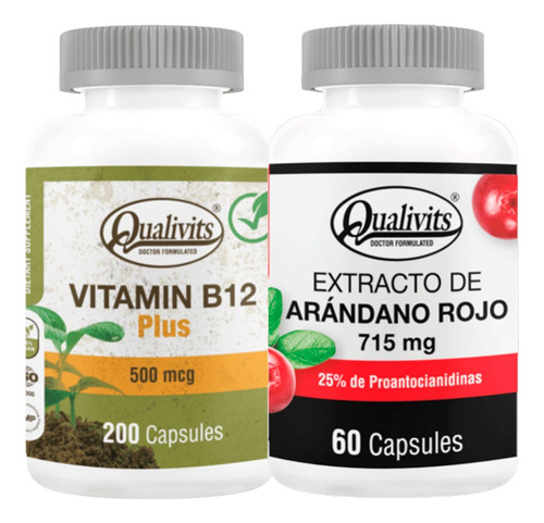 Vitamina B12 500mgc + Extracto De Arándano Rojo - Qualivits Sabor Natural