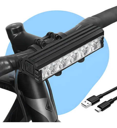 Farol 5 Leds Lanterna Bicicleta Alumínio Barra Bike Led Potente R...