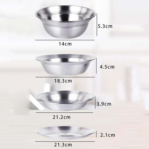 Juego De Platos Y Cuencos De Acero Inoxidable De 4 Piezas,