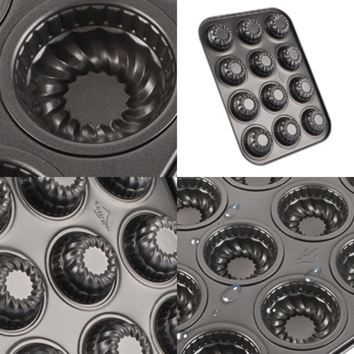 Molde Charola Para 12 Cupcakes Panques Muffin Antiadherente Gris