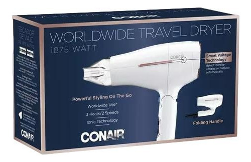 Secador Potente De Cabelo Para Viagem Conair 1875 Watts Cor Branco 110V/220V