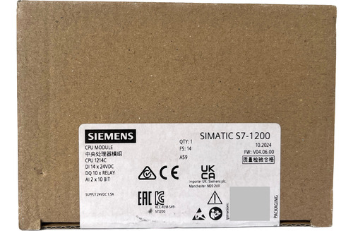 Plc Siemens Cpu 1214c 6es7 214-hg40-0xb0 Dc/dc/rly