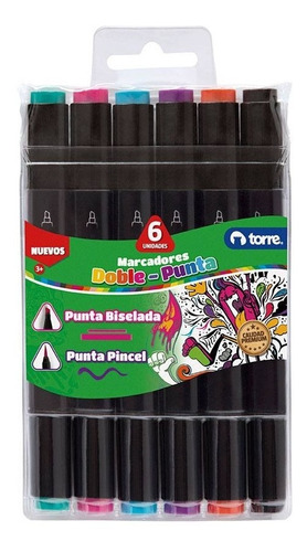 Marcadores Dual Brush Torre 6 Colores Lettering