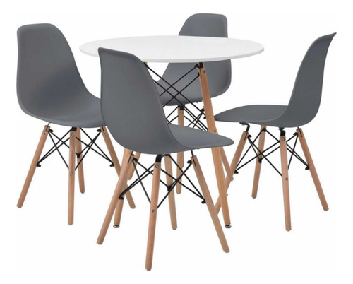 Set De Mesa +4 Sillas Eames Comedor Moderno Redondo Oferta