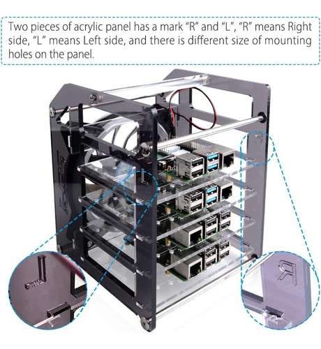 Raspberry Pi Cluster Case 4 Capas Para Raspberry Pi 4 Modelb