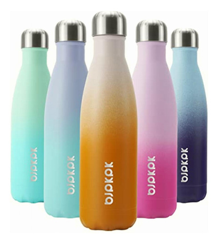 Bjpkpk Insulated Water Bottles -17oz/500ml -stainless Steel Color Coral/lluvia Tropical