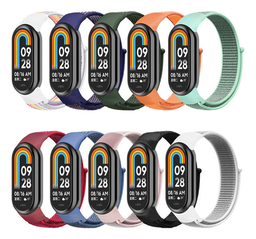 Pack De 10 Correas De Nylon For Xiaomi Mi Band 8