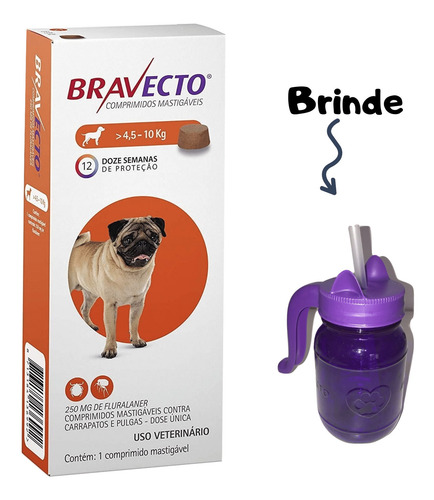 Bravecto Pug Antipulgas Para Cães De 4,5 A 10 Kg - Msd