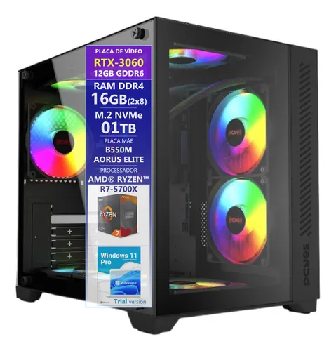 Pc Gamer Ryzen 7 5700x 16gb 1tb B550 Aorus+rtx-3060 Wc=240mm Pc Gamer Ryzen 7 5700x 16gb 1tb B550 Aorus+rtx-3060 Wc=240mm