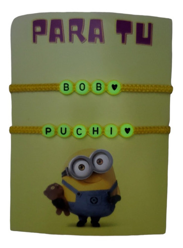 Pulseras Minions Bob Y Puchi Brillan En La Oscuridad Moda