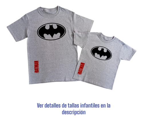 Combo Playeras Padre E Hijo Batman Gris 333cosplay