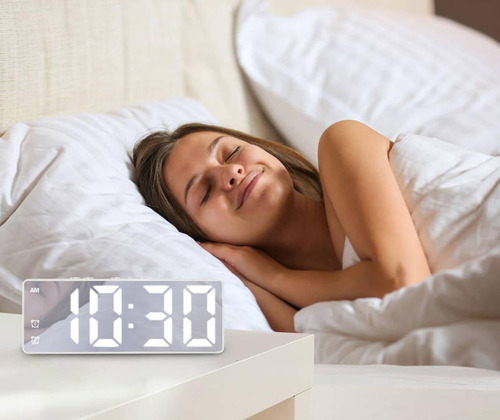 Reloj Despertador Digital Bocina Bluetooth Negro Y Radio Fm,Despertador espejo