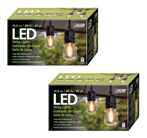 2 Cajas Serie Navidad 24 Led Exterior 14.6m Vintage Comercio