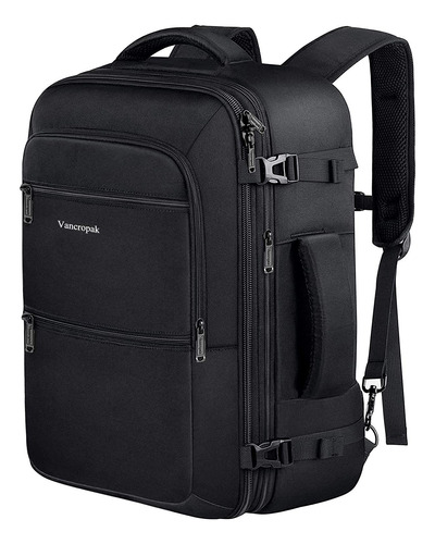 Mochila De Viaje Vancropak De 40l Para Vuelo Color Negro