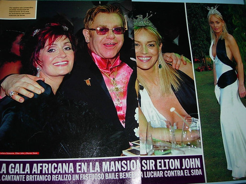 Elton John Gala Africana Sida 10 Pg Clipping Revista Caras