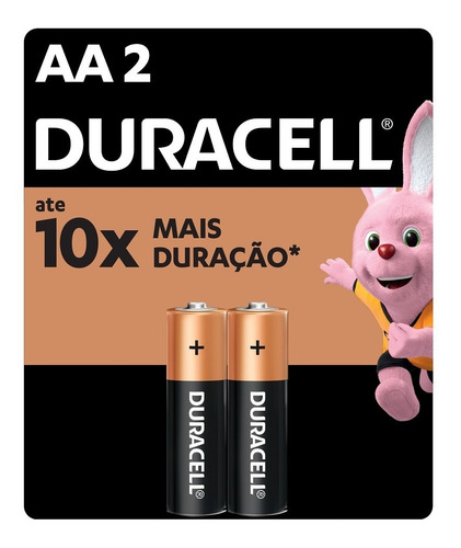 02 Pilhas Duracell Duralock Alcalina Aa Embalagem C/2 Unids