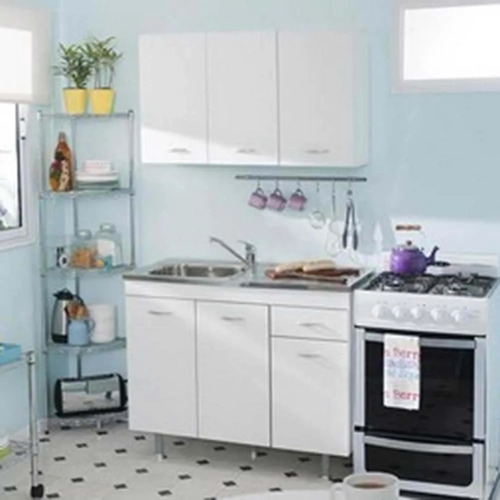 Imagen 7 de 10 de Bajo Mesada Cocina Amube 1 Mt Blanco Correderas Envio Gratis
