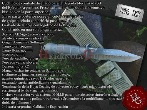 Imagen 2 de 8 de Cuchillo Yarara Br Xi Táctico Brigada Ejercito Vaina Verde