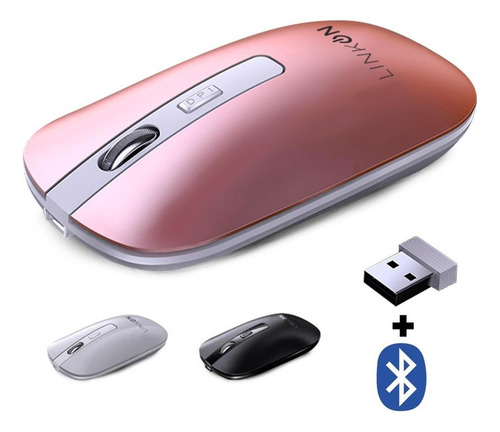 Imagen 2 de 9 de Mouse Inalambrico Dual Bluetooth Usb Recargable Para Mac Win