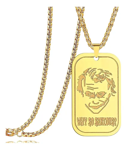 Collar Para Hombre Y Mujer Dije Guason Joker Acero Color Oro