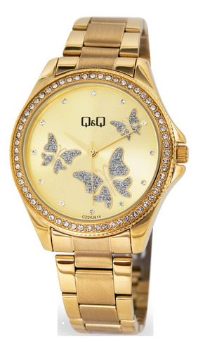 Reloj Qyq C224j816y Para Mujer Dorado Original