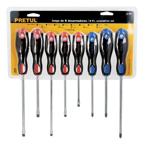 Juego De 8 Desarmadores Mango Comfort Grip, Pretul