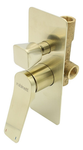 Monomando Regadera Tina / Desviador Rectangular Dorado Lujo Acabado Brillante